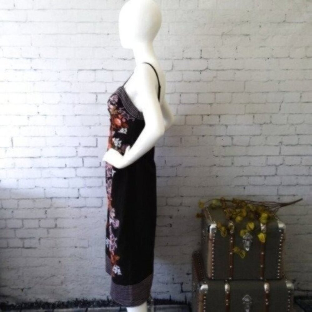 Foxiedox Retro Flowers Embroidered Midi Dress Black Size 4 - Picture 2 of 5